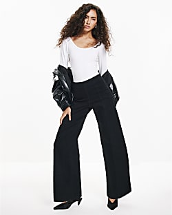 Black Pull-On Sculpt Palazzo Jeans