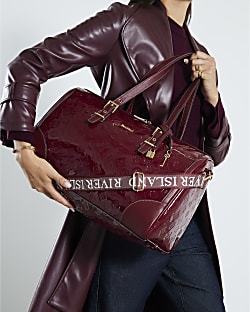Red Patent Monogram Charm Holdall Bag