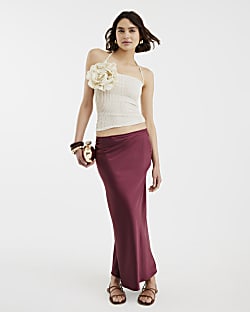 Purple Satin Maxi Skirt