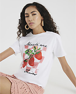 White Strawberry Gingham Baby T-shirt