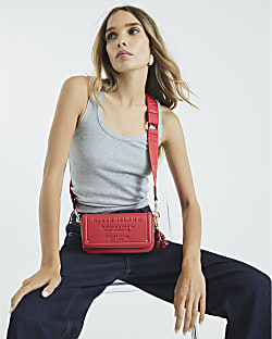Red Embossed Flap Cherry Cross Body Bag