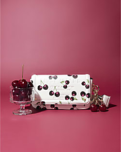 Cream Cherry Print Cross Body Bag