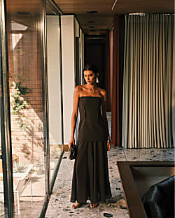 RI Studio Brown Hybrid Sheer Maxi Dress