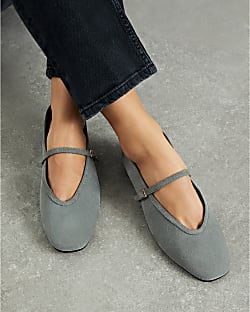 Grey Suede Mary Jane Shoes