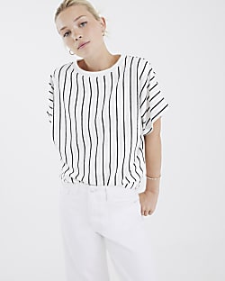 White Short Sleeve Stripe T-shirt