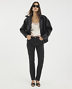 Black Slim Fit High Waisted Ankle Jeans