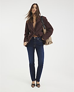Blue High Rise Slim Fit Jeans