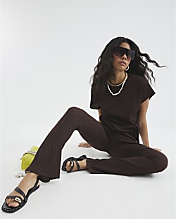 Brown Textured Trousers