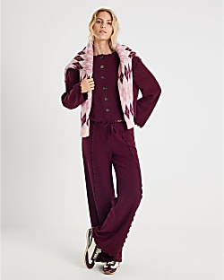 Red Long Sleeve Top And Trousers Lounge Set