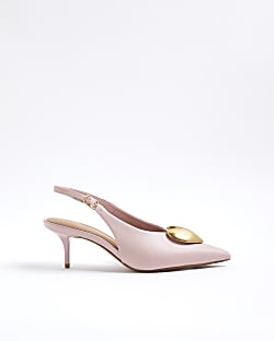 Pink Heart Detail Court Heels