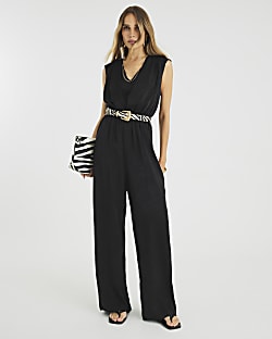 Black Sleeveless Wide Leg Jumpsuit