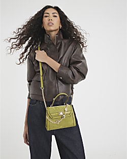 Green Faux Suede Mini Cross Body Bag