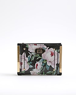 Black Patent Floral Foldout Purse