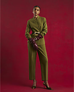 Green Straight Leg Trousers