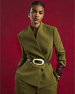 Green Collarless Blazer