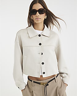 Stone Faux Suede Overshirt