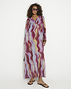 Multi Coloured Printed Maxi Tunic Dress
