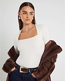 Cream Square Neck Bodysuit