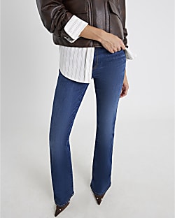 Blue Mid Rise Bootcut Jeans