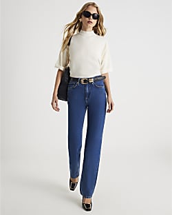 Cream Knitted Turn Back Cuff Top