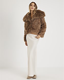 Cream Satin Maxi Skirt