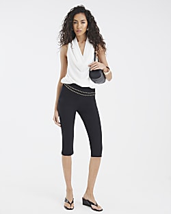 White Sleeveless Drape Cowl Neck Top