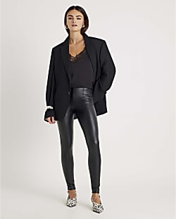 Black High Waisted Faux Leather Leggings