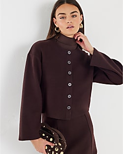 Brown Cosy Long Sleeve Button Up Cardigan