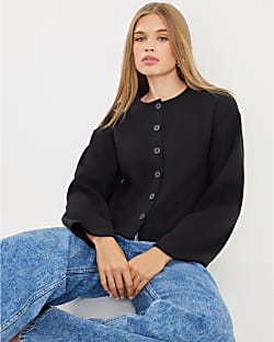 Black Cosy Long Sleeve Button Up Cardigan