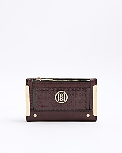 Red Embossed RR Monogram Print Purse