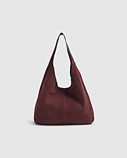 Red Suede Slouch Shopper Bag