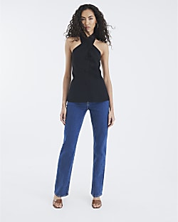 Black Halter Neck Waistcoat