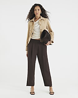 Brown Barrell Leg Trousers