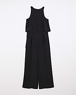 Petite Black Layered Wide Leg Jumpsuit