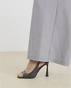 Grey Sling Back Peep Toe Heels