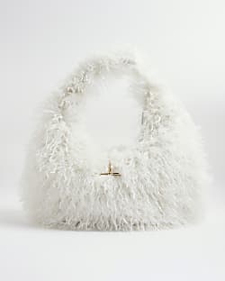 Cream Faux Fur Shoulder Bag