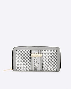 Grey Monogram Zip Around Purse