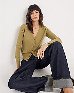 Green Knitted V Neck Cardigan