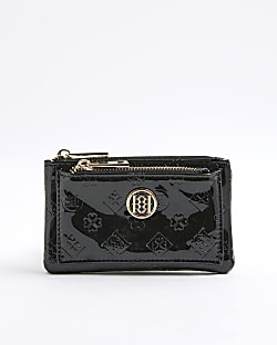 Black Embossed Monogram Patent Purse