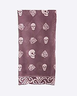 Red Skull Print Scarf
