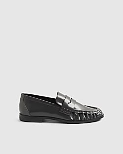 Grey Leather Loafers