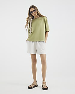 Khaki Premium Short Sleeve Boxy T-Shirt