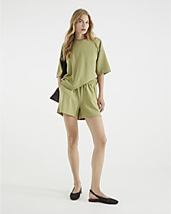 Khaki Premium High Waisted Shorts