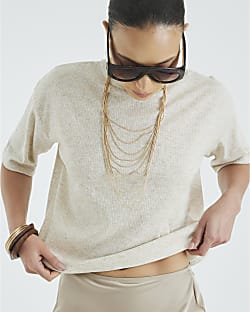 Cream Short Sleeve Oversized T-shirt