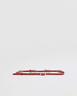 Red Vintage Style Skinny Belt