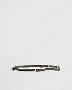 Black Vintage Style Skinny Belt