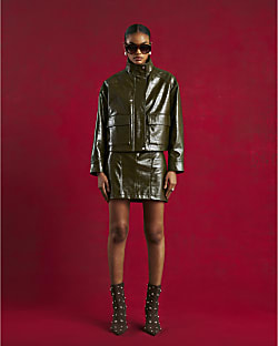 Green Faux Leather Mini Skirt