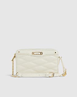 Cream Quilted Cross Body Bag
