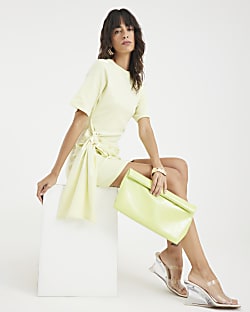 Green Short Sleeve Belted Mini T-shirt Dress