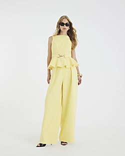 Yellow High Waisted Wide Leg Trousers